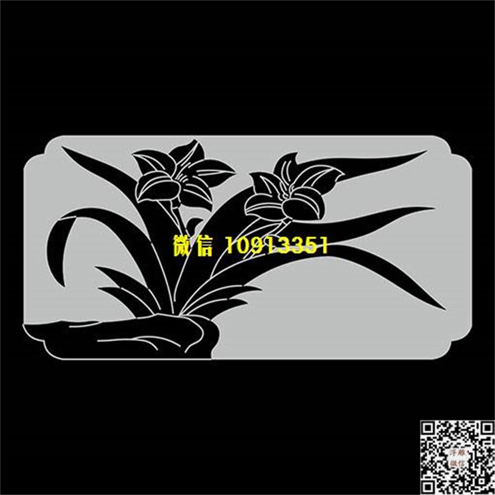 精雕图274兰花栏板精雕图线雕图线条图单线铣底图_电脑雕刻plt文泰矢量图精雕图浮雕图